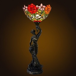 Tiffany-rosa bordslampa i...